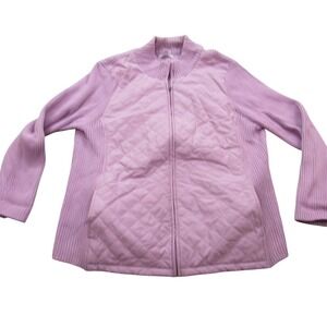 Croft & Barrow Womens 1X‎ Lavender Purple Full Zip Quilted Ribbed Sweater Jacket